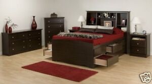 4pc BLACK Bedroom Bed/Chest/Dresser/HeadboadSet