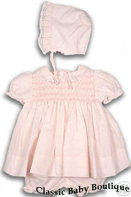 NWT Petit Ami Pink Lace Smocked 3P Dress PREEMIE Reborn  