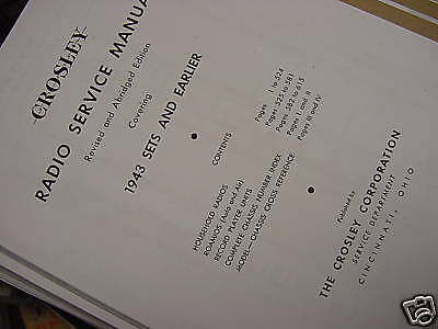 FACTORY Crosley Radio SERVICE Manual 1943 & Before CD  