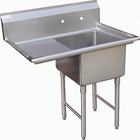 Compartment Sink with 1 Left 24 Drain Board NSF  