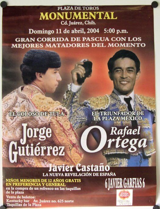 BF06 Bullfight Poster original from Mexico, Rafael Ortega, 2004 Juarez 