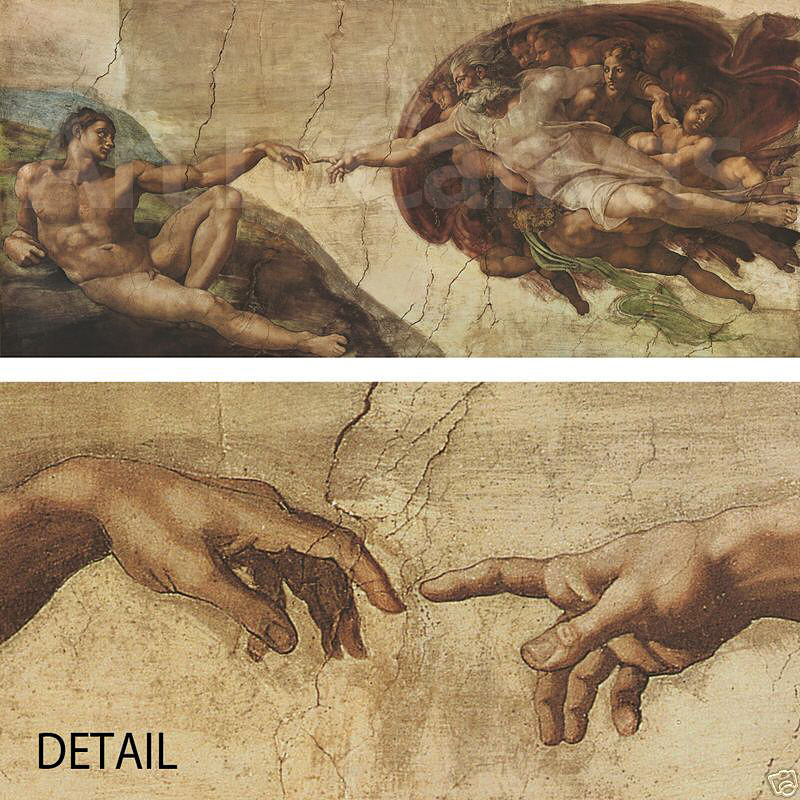 60x26 THE CREATION OF ADAM MICHELANGELO Repro CANVAS  