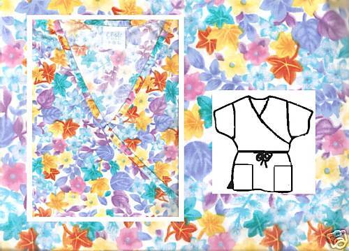 NEW Scrubs~MockWrap Print Scrub Top~XL~Spring Flower II  