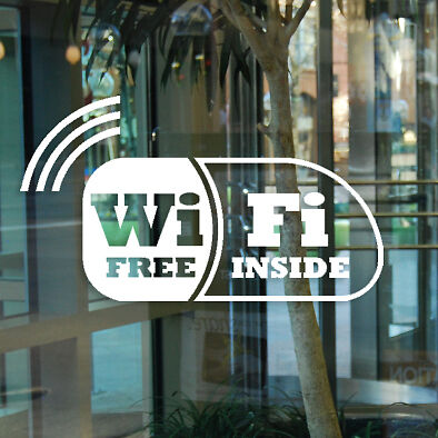 FREE WI FI INSIDE DECAL SIGN STICKER WIRELESS INTERNET  