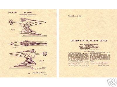 1935 PACKARD Goddess of Speed HOOD ORNAMENT PATENT Art  