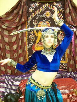 BLUE velvet Fat Chance Tribal Choli top belly dance XXL  