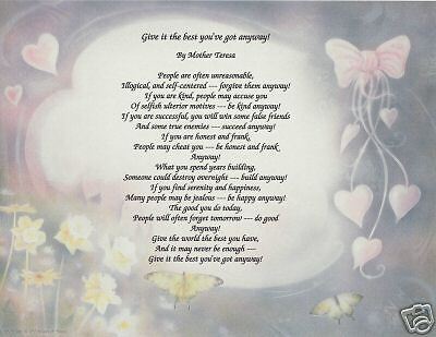 Give it the best Mother Teresa Personalized Print Poem  