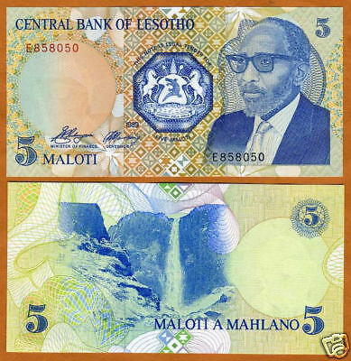 Lesotho, Kingdom, 5 Maloti 1989, Moshoeshoe II P 10 UNC  