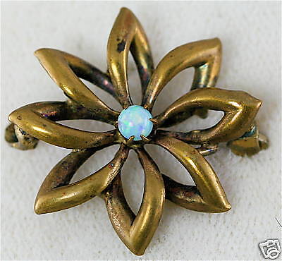 VICTORIAN ANTIQUE GOLD FILLED OPAL LOVE KNOT PIN  