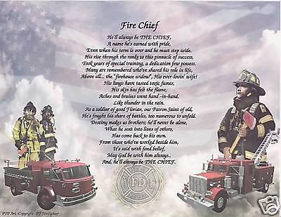 Fire Chief Poem Personalized Name Prayer Fireman Print  