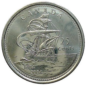 CANADA 25 CENTS 2004 BU = ST.CROIX SHIP =  