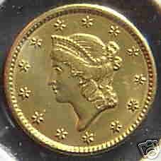 GOLD $1 COIN ,1849, Open Wreath, UNCIRCULATED,Philadelphia,No Mint 