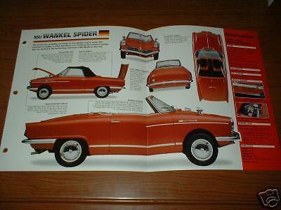 1967 NSU WANKEL SPIDER ORIGINAL IMP BROCHURE 67 66 64  