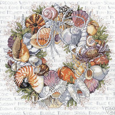 Janlynn Cross Stitch Kit   Seashell Wreath  