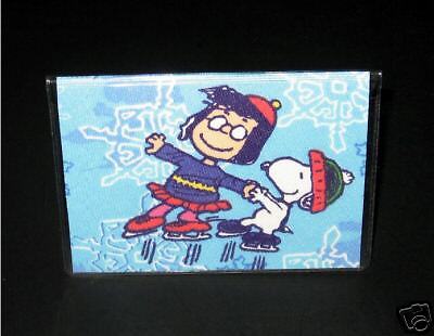 SNOOPY Ice Skating Fabric Debit Card ID Case PEANUTS  