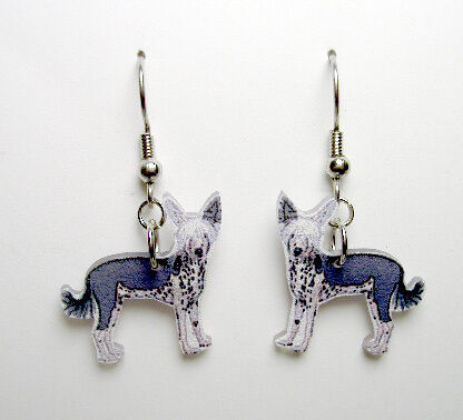 Chinese Crested Dangle Fish Hook Earrings   