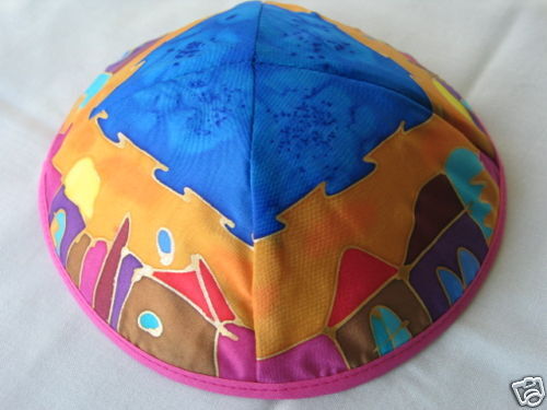 Kippah Kippa Kippot Emanuel Hand Painted On Silk Judaica Jerusalem 