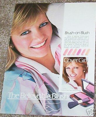 1986 Cover Girl Cheryl Tiegs Cosmetics Make Up Page Ad