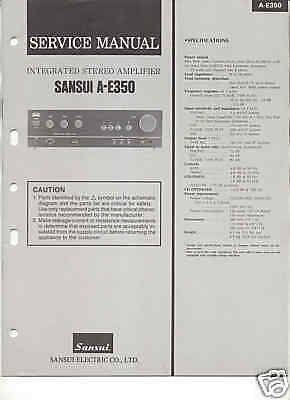 SANSUI A E350 Original Service MANUAL FREE USA SHIPPING  