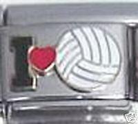   Italian Charm, I Love Volleyball, heart, sports Beach Sports Jewelry