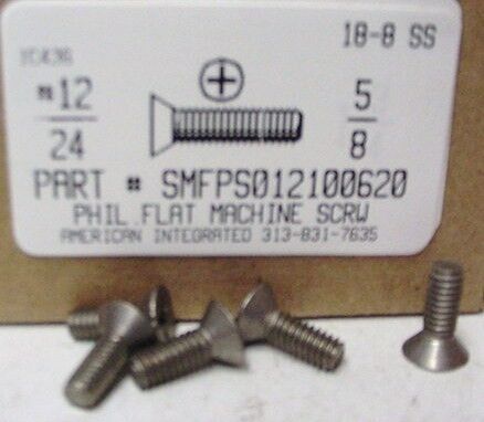 12 24x5/8 Flat Phil Machine Screw Stainless Steel (20)  