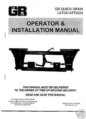 GREAT BEND QUICK DRAW LATCH ATTACH OPERATORS MANUAL  