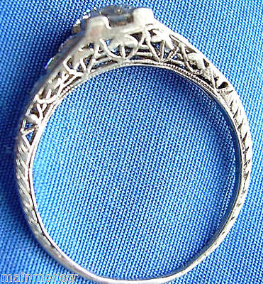 20s Designer Antique Engagement Ring Art Deco Platinum Diamond Nouveau 
