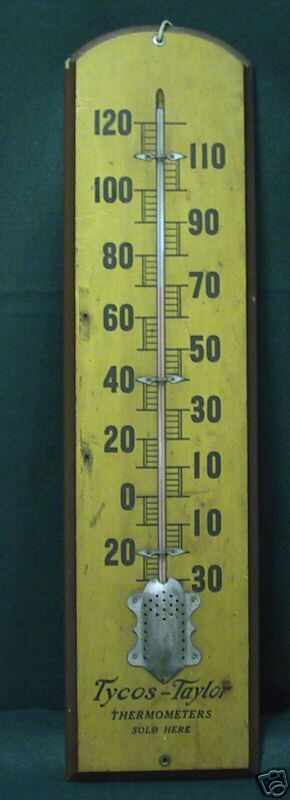 TYCOS   TAYLOR WOODEN ADVERTISING THERMOMETER  