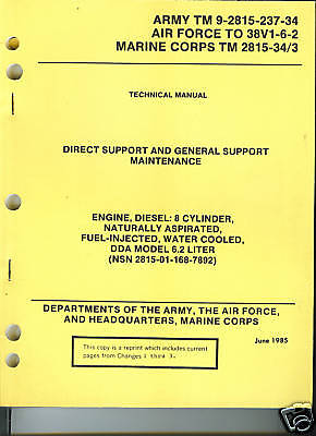 Engine, Diesel, 8 Cy, DDA Model 6.2 Liter, Depot Maint  