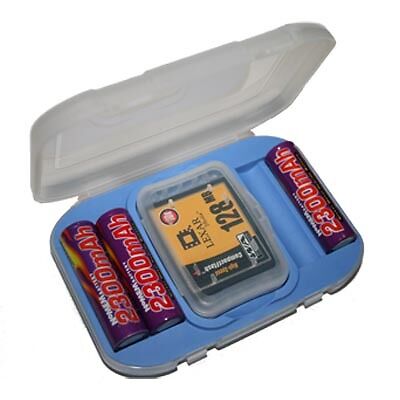 Battery Travel Case Holds 4 AAA Batteries & Flash Card  