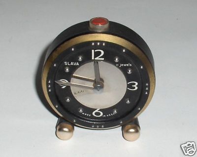 RARE RUSSIAN BLIND DESIGN DESK SHELF MANTEL ALARM CLOCK  