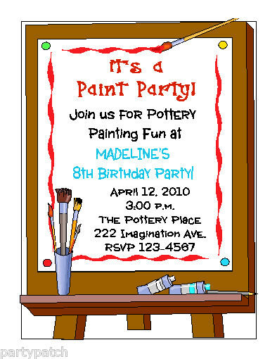 PAINTING PAINT POTTERY Art Birthday Party Invitations  