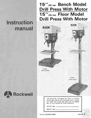 Rockwell 15 Inch 15 090 & 15 091 Drill Press Manual  