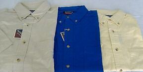 NWT NEW 3 MENS SS TWILL SHIRTS MEDIUM BLUE YELLOW STONE  