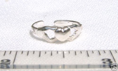 CLADDAGH Heart Hands Love TOE RING 925 Silver ccj T01.E  