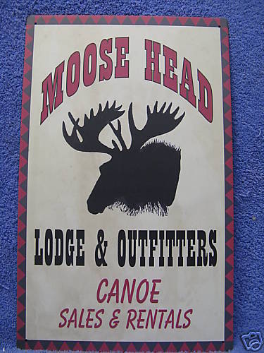 Moose Head Lodge Tin Metal Sign Rustic Decor Canoe  