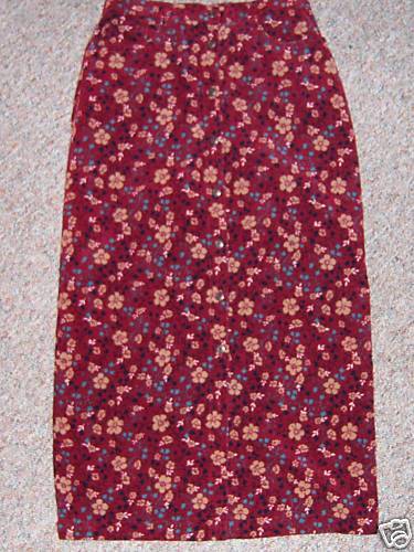 BOBBIE BROOKS 36 Long Maroon Corduroy Skirt   Size 10  