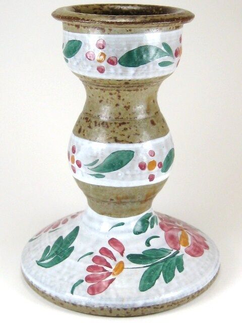 Vintage Keraluc Quimper French Pottery Stoneware Candlestick  