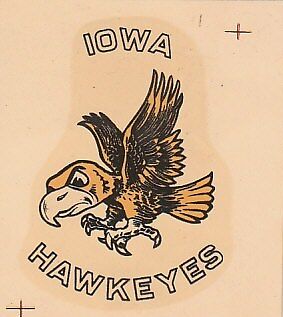 NOS Old Iowa Hawkeyes Herky Ceramic Decal 1960s  