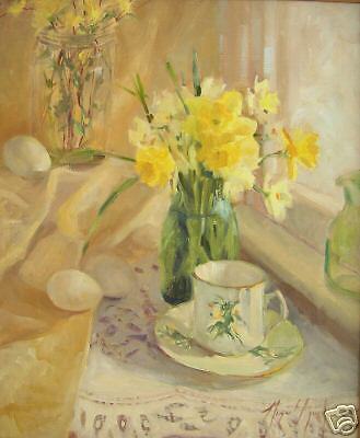 Daffodils in a Sunny Window, Original Oil, Aycock  