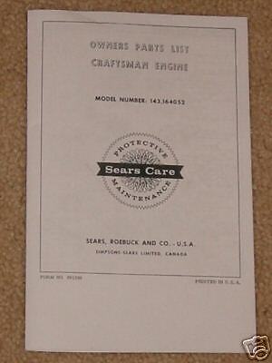  Craftsman 143.164052 Mower Engine Parts Manual  