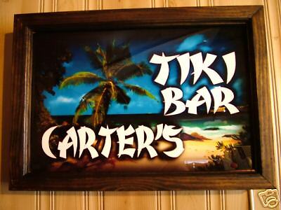 TIKI BAR sign 13X19 LIGHTED TROPICAL PALM TREE  