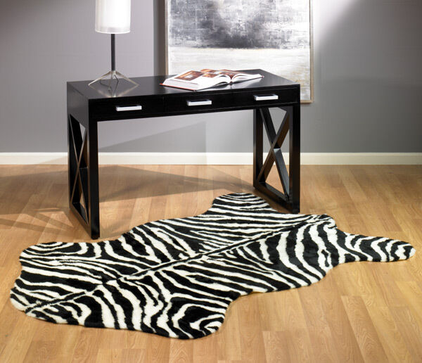 ZEBRA RUG FAUX FUR ZEBRA SKIN PELT HIDE RUG 5x7 NEW  