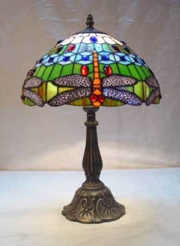 dragonfly stained glass Tiffany style table lamp lamps  