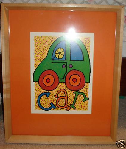 Ethan Allen Framed Picture Car Kid Room 15 1/2x19  