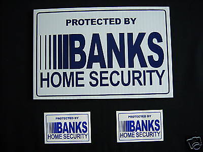 BANKS SECURITY SIGN + 2 DECALS #PS 413^  