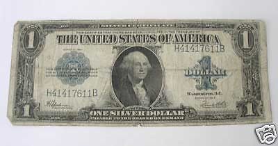 1923 Large Size $1 Silver Certificate  Old Dealer Stock  