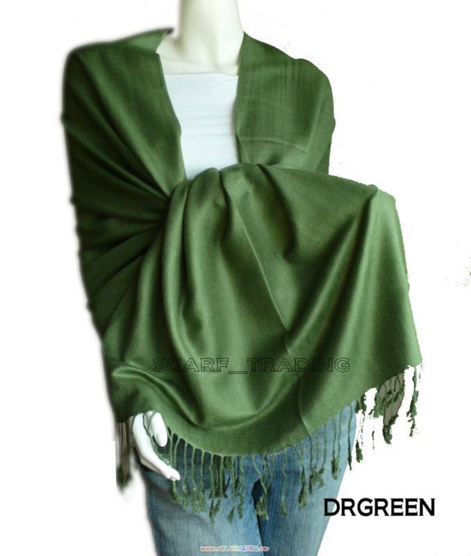 New Soft Pashmina/Cashmere/Silk Shawl/Scarf=Drgreen  