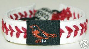 LEATHER SEAM BASEBALL BRACELET BALTIMORE ORIOLES MLB  