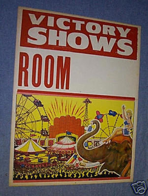 Original COLORCRAFT VICTORY SHOW Circus Carnival Poster  